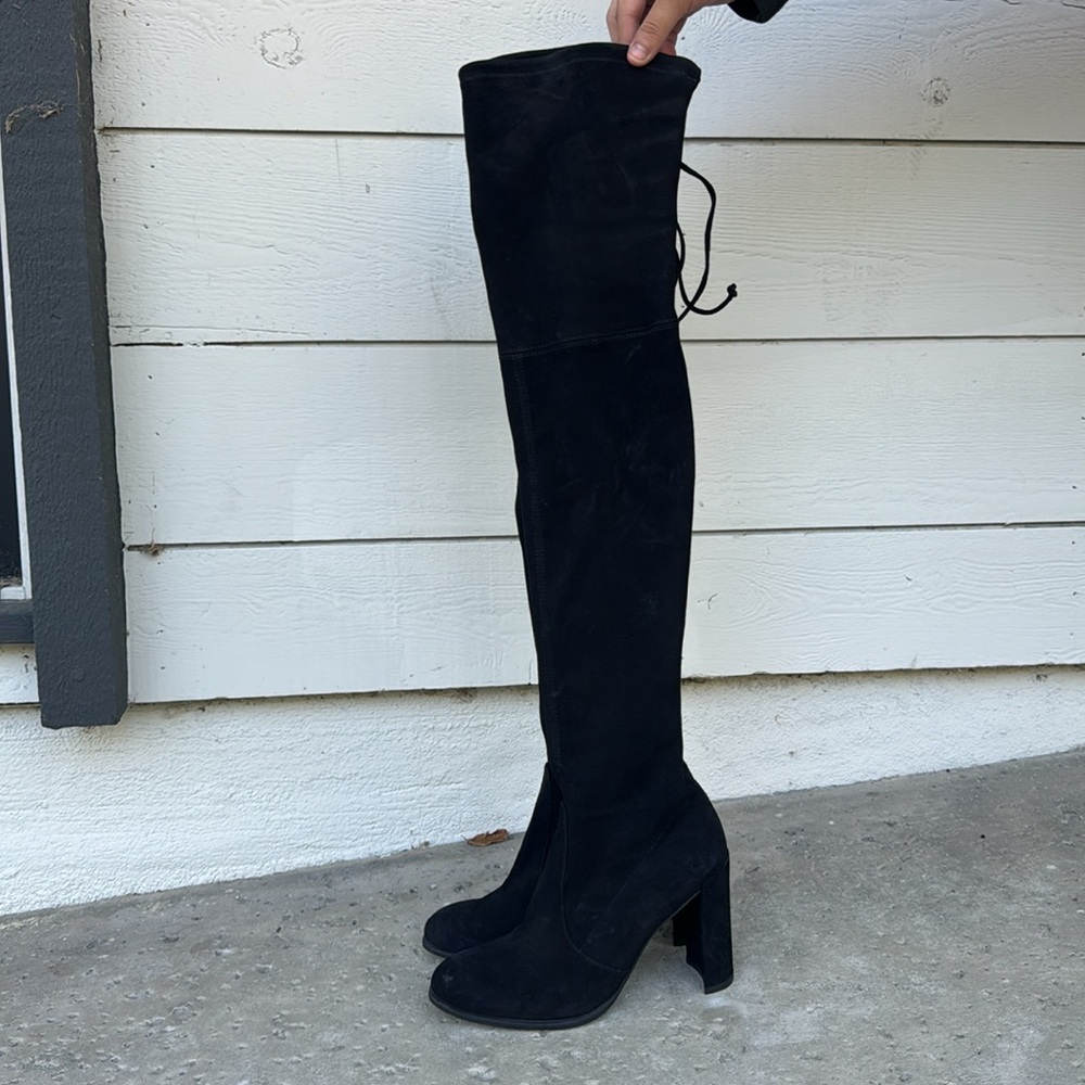 Stuart Weitzman Hiline Black Genuine Suede Over The Knee Boots Size 8.5 Women's